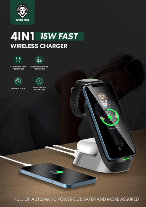 Green Lion 4 in 1 Fast Wireless Charger 15W