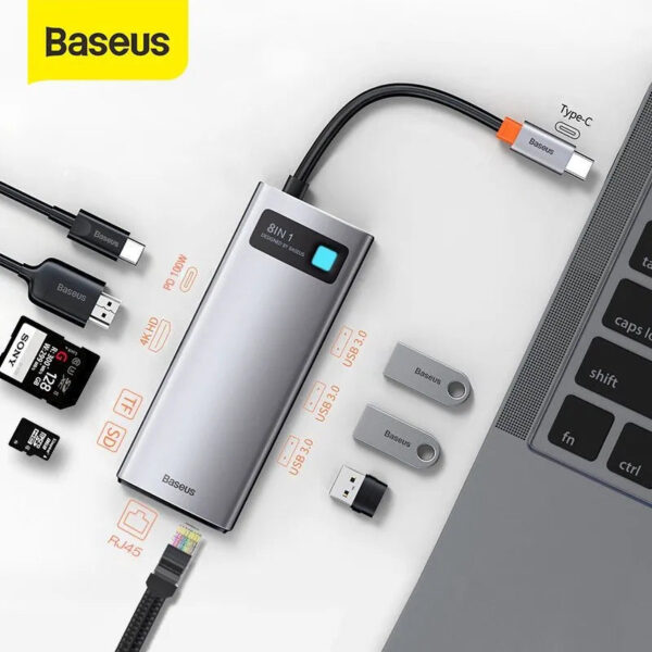 Baseus Metal Gleam Series 8-in-1 Multifunctional Type-C HUB Docking Station