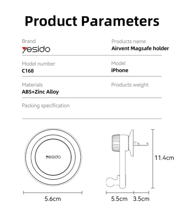 Yesido C168 Magnetic Car Air Vent Phone Holder