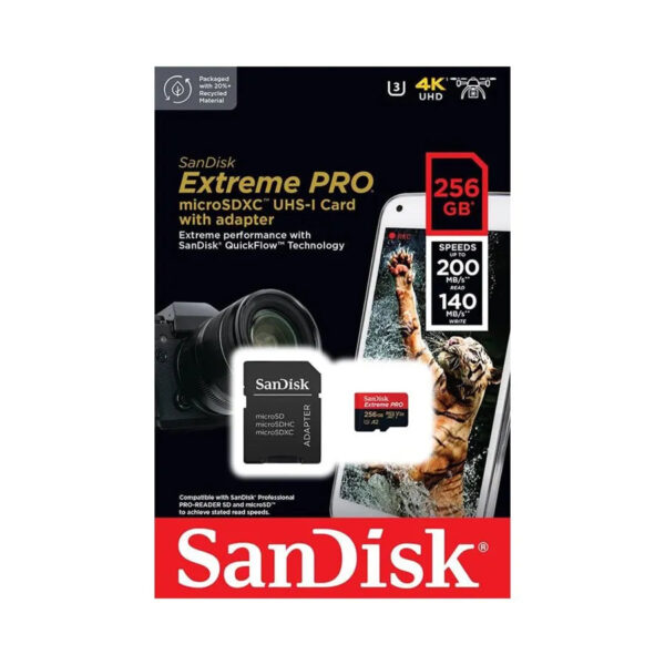 SanDisk 256GB Extreme PRO microSD UHS-I Card with Adapter