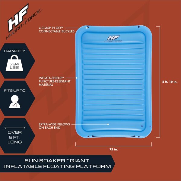 Bestway Hydro-Force Sun Soaker 4 Person Inflatable Platform Lake Floating Dock