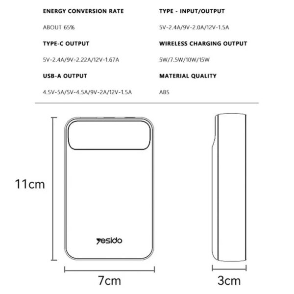 YESIDO YP50 20000mAh Wireless Power Bank