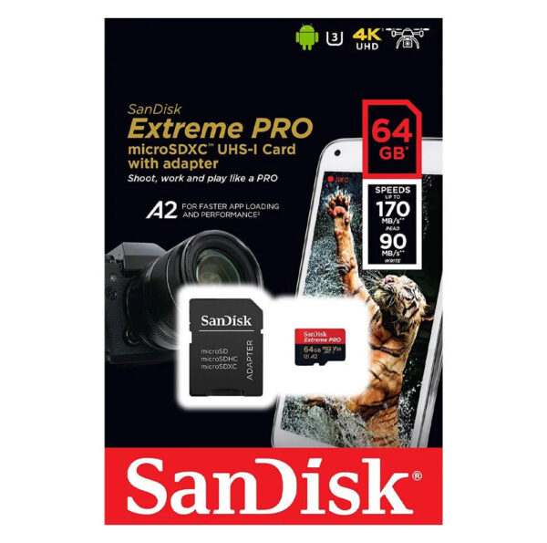 SanDisk Extreme Pro 64GB MicroSDXC UHS-I U3 A2 V30