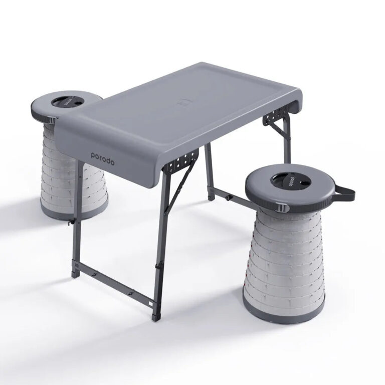 Porodo Camping Foldable Desk and LED Stool Set