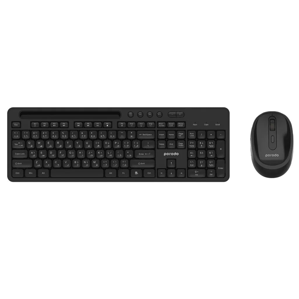 Porodo Wireless BT Keyboard with Pen/Phone Tray and Mouse