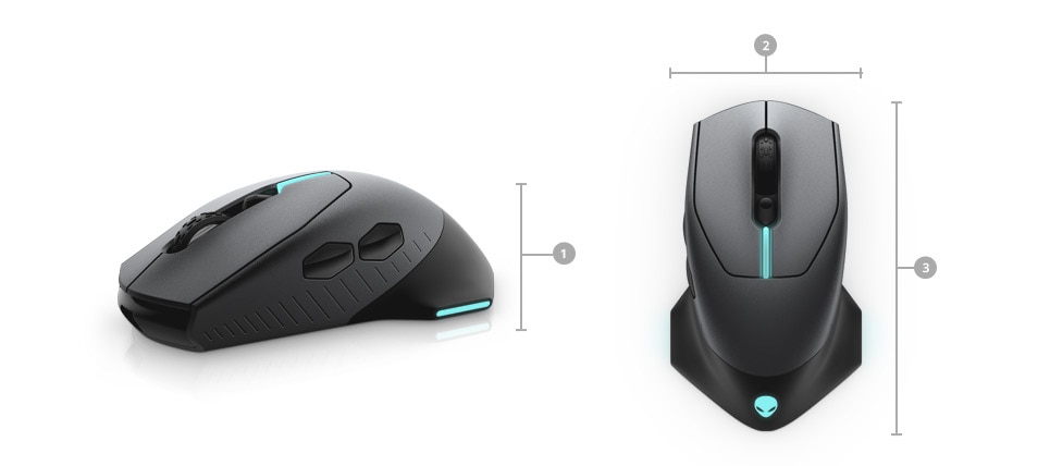 Alienware aw610m/w wireless mouse 12 Dimensions & Weight