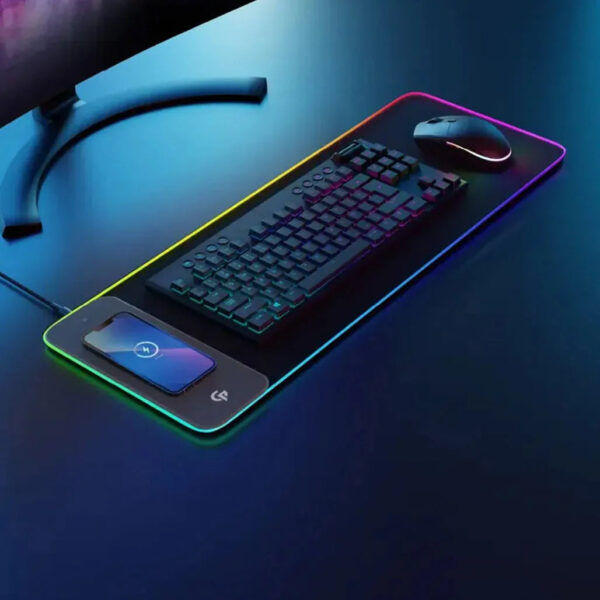 Porodo Gaming RGB Gaming Mouse Pad With 15W Fast Wireless Charger