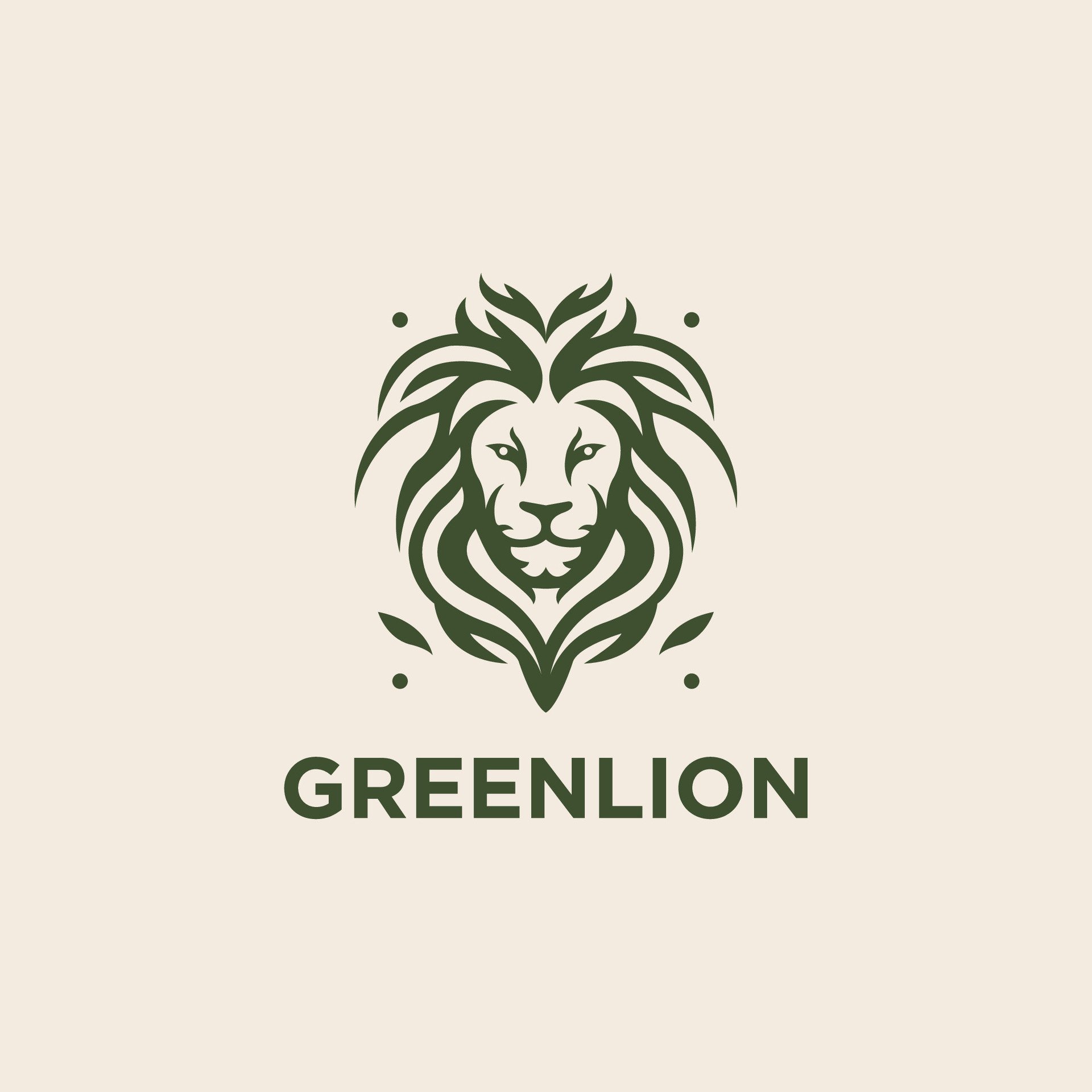 green lion head silhouette logo design template icon illustration vector